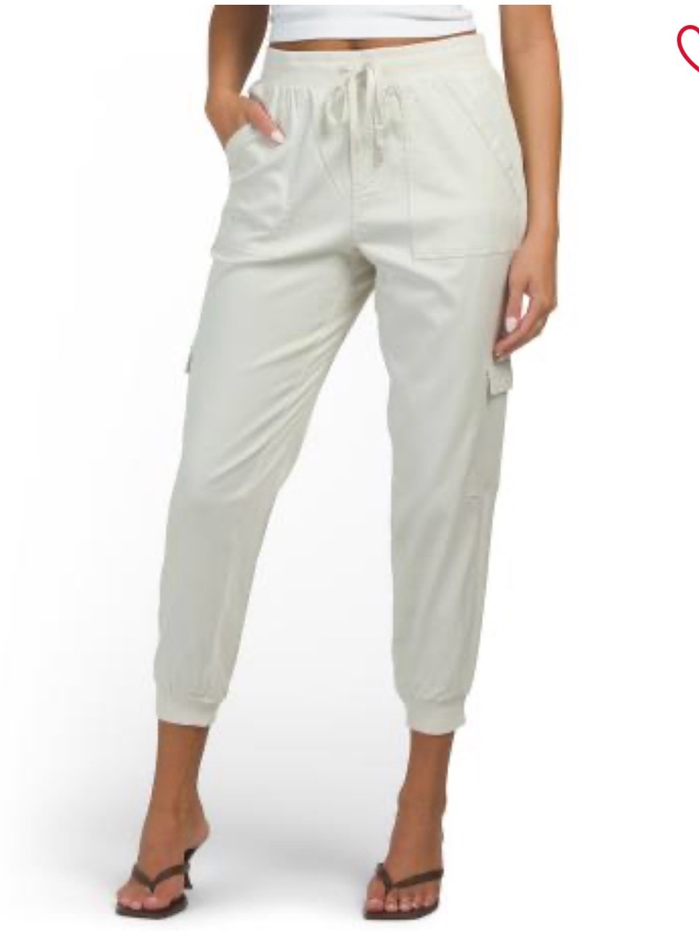 Splendid Ivory Cargo Drawstring Joggers